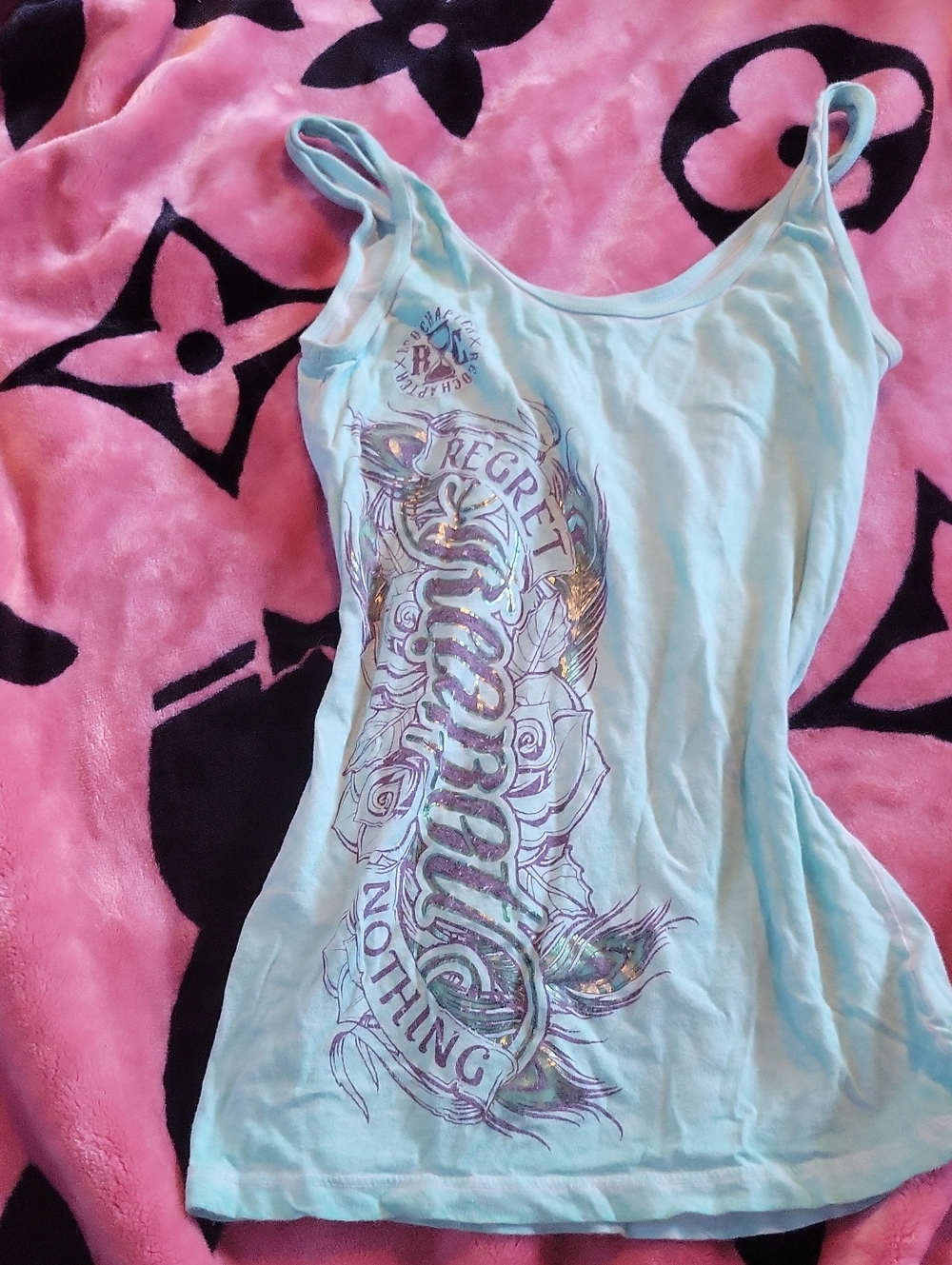 Y2k Tanktop With Reflective Writing
